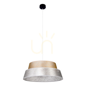 Nevoa Pendelleuchte, 1xE27, Max. 60 W, schwarzes Metall / transparentes PVC-Kabel / silber-goldener Lampenschirm, Ø 50 cm small 0