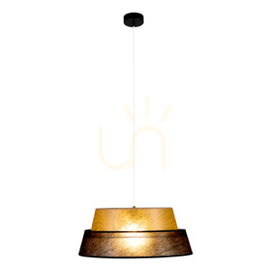 Nevoa Pendelleuchte, 1xE27, Max. 60 W, schwarzes Metall / transparentes PVC-Kabel / schwarz-goldener Lampenschirm, Ø 50 cm small 2
