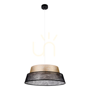 Nevoa Pendelleuchte, 1xE27, Max. 60 W, schwarzes Metall / transparentes PVC-Kabel / schwarz-goldener Lampenschirm, Ø 50 cm small 0