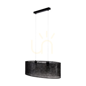 Nevoa Pendelleuchte 2xE27 Max. 40 W, schwarzes Metall / transparentes PVC-Kabel / schwarzer Lampenschirm, 80 cm small 2