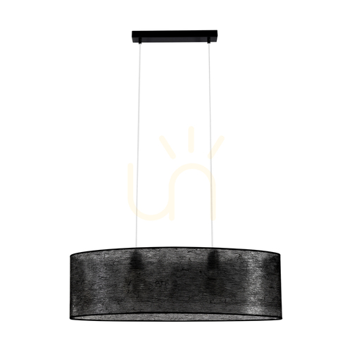 Prüfen Nevoa Pendelleuchte 2xE27 Max. 40 W, schwarzes Metall / transparentes PVC-Kabel / schwarzer Lampenschirm, 80 cm