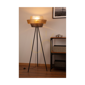 Nevoa Stehlampe 1xE27 Max. 40 W, schwarzes Metall / schwarzes PVC-Kabel / schwarz-gold-silberner Lampenschirm, Ø 55 cm small 1