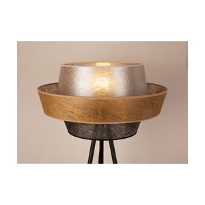 Nevoa Stehlampe 1xE27 Max. 40 W, schwarzes Metall / schwarzes PVC-Kabel / schwarz-gold-silberner Lampenschirm, Ø 55 cm small 2