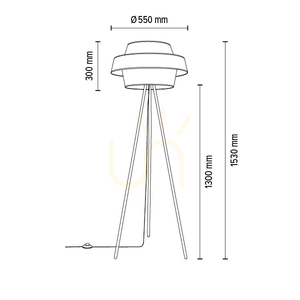 Nevoa Stehlampe 1xE27 Max. 40 W, schwarzes Metall / schwarzes PVC-Kabel / schwarz-gold-silberner Lampenschirm, Ø 55 cm small 3