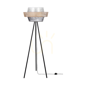 Nevoa Stehlampe 1xE27 Max. 40 W, schwarzes Metall / schwarzes PVC-Kabel / schwarz-gold-silberner Lampenschirm, Ø 55 cm small 0