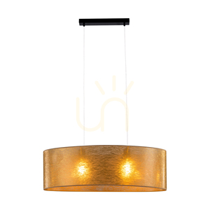 Nevoa Pendelleuchte, 2xE27, Max. 40 W, schwarzes Metall/transparentes PVC-Kabel/goldener Lampenschirm, 80 cm small 5