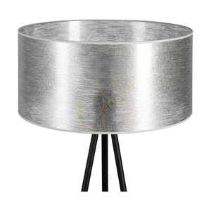 Nevoa Stehlampe 1xE27 Max. 40 W, schwarzes Metall / schwarzes PVC-Kabel / silberner Lampenschirm, Ø 50 cm small 2