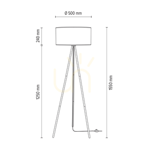 Nevoa Stehlampe 1xE27 Max. 40 W, schwarzes Metall / schwarzes PVC-Kabel / silberner Lampenschirm, Ø 50 cm small 4