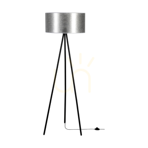 Nevoa Stehlampe 1xE27 Max. 40 W, schwarzes Metall / schwarzes PVC-Kabel / silberner Lampenschirm, Ø 50 cm small 0