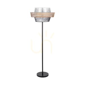 Nevoa Stehlampe 1xE27 Max. 40 W, schwarzes Metall / schwarzes PVC-Kabel / schwarz-gold-silberner Lampenschirm, Ø 55 cm small 0