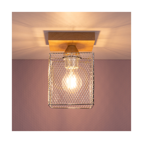Prüfen Deckenleuchte Spot Light Norman Wood 8175160, Birke und Chrom, 1×E27