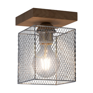Norman Wood Deckenleuchte, 1xE27, Max. 25 W, geölte Eiche/verchromter Metallschirm, 13,5 cm small 1