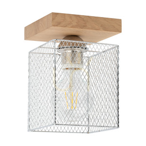 Norman Wood Deckenleuchte, 1xE27, Max. 25 W, geölte Eiche/verchromter Metallschirm, 13,5 cm small 0