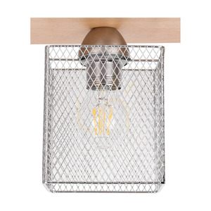 Norman Wood Deckenleuchte, 2xE27, Max. 25 W, Birke/verchromter Metallschirm, 35 cm small 2