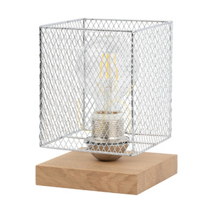 Norman Wood Tischlampe, 1xE27, Max. 25 W, geölte Eiche/schwarzes PVC-Kabel/verchromter Metallschirm, 13,5 cm small 0