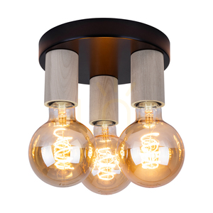 Notri Deckenleuchte, 3xE27, Max. 15-W-LED, gebleichte Eiche/schwarzes Metall, Ø 20 cm small 1