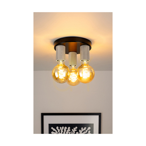 Notri Deckenleuchte, 3xE27, Max. 15-W-LED, gebleichte Eiche/schwarzes Metall, Ø 20 cm small 2