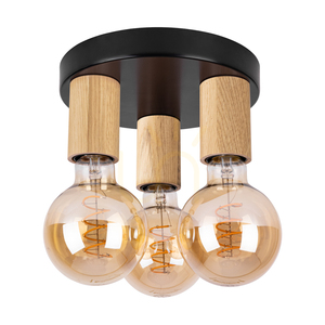 Notri Deckenleuchte, 3xE27, Max. 15-W-LED, geölte Eiche/schwarzes Metall, Ø 20 cm small 0