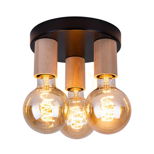 Notri Deckenleuchte, 3xE27, Max. 15-W-LED, Birke/schwarzes Metall, Ø 20 cm small 1