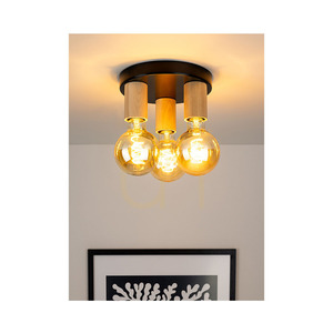 Notri Deckenleuchte, 3xE27, Max. 15-W-LED, Birke/schwarzes Metall, Ø 20 cm small 3
