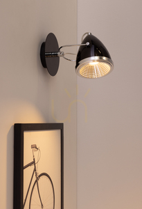 Oliver Wandleuchte, inklusive 1x GU10-LED (max.. 6 W), Metall in Schwarz/Chrom, 21 cm small 2