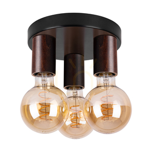 Notri Deckenleuchte, 3xE27, Max. 15-W-LED, gebeiztes Kiefernholz (Walnuss)/schwarzes Metall, Ø 20 cm small 0