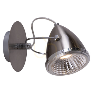 Oliver Wandleuchte, inklusive 1x GU10-LED (max.. 6 W), Satin/Chrom-Metall, 21 cm small 1