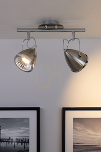 Oliver Deckenleuchte, inklusive 2xGU10-LEDs (max.. 6 W), Satin/Chrom-Metall, 35 cm small 3