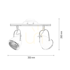 Oliver Deckenleuchte, inklusive 2xGU10-LEDs (max.. 6 W), Satin/Chrom-Metall, 35 cm small 4