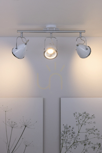 Oliver Deckenleuchte, inklusive 3 GU10-LED-Lampen, max.. 6 W, Weiß/Chrom-Metall, 53 cm small 3