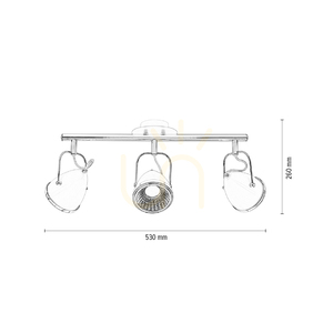 Oliver Deckenleuchte, inklusive 3 GU10-LED-Lampen, max.. 6 W, Weiß/Chrom-Metall, 53 cm small 4