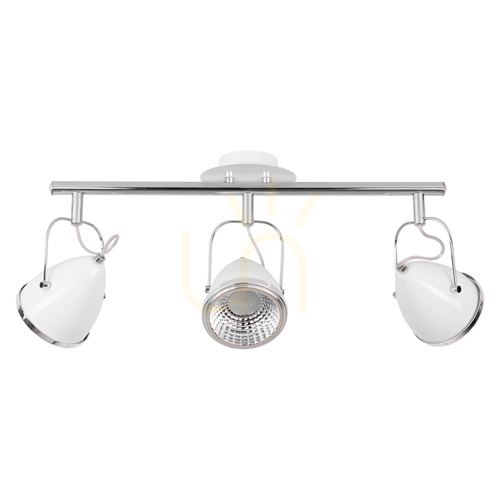 Prüfen Oliver Deckenleuchte, inklusive 3 GU10-LED-Lampen, max.. 6 W, Weiß/Chrom-Metall, 53 cm