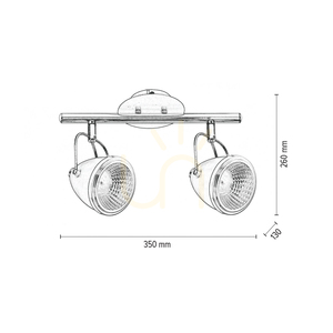 Oliver Incl Deckenleuchte. 2xGU10-LED, max.. 6 W, Metall in Schwarz/Chrom, 35 cm small 3