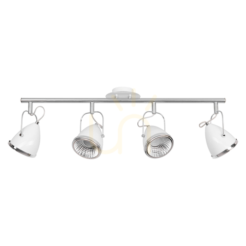 Prüfen Oliver Deckenleuchte, inklusive 4 GU10-LEDs, max.. 6 W, Weiß/Chrom-Metall, 76 cm