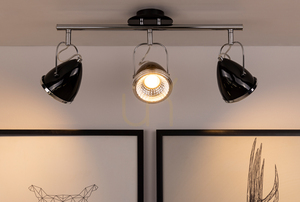 Oliver Deckenleuchte, inklusive 3 GU10-LED-Lampen, max.. 6 W, Metall in Schwarz/Chrom, 53 cm small 3