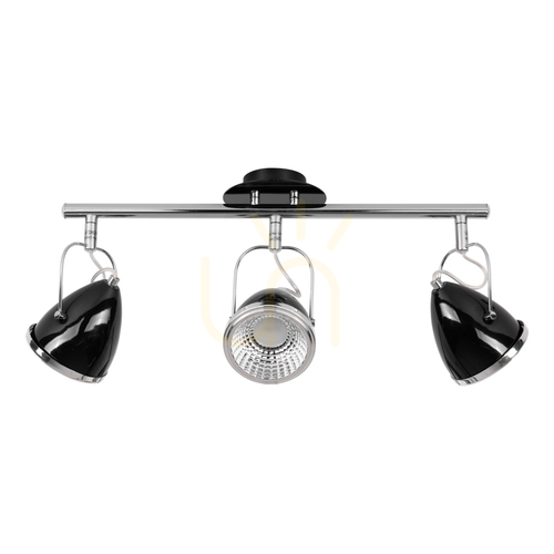Prüfen Oliver Deckenleuchte, inklusive 3 GU10-LED-Lampen, max.. 6 W, Metall in Schwarz/Chrom, 53 cm