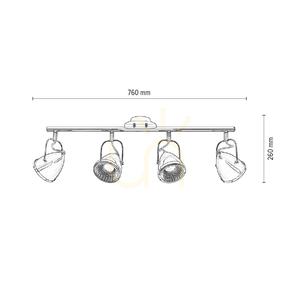 Oliver Incl Deckenleuchte. 4xGU10-LED, max.. 6 W, Metall in Schwarz/Chrom, 76 cm small 4