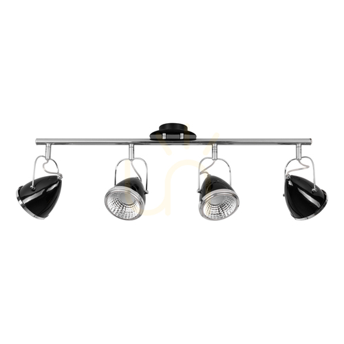 Prüfen Oliver Incl Deckenleuchte. 4xGU10-LED, max.. 6 W, Metall in Schwarz/Chrom, 76 cm