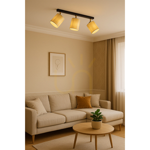 Ora Deckenleuchte, 3xE27, Max. 25 W, schwarz-goldenes Metall/goldener Schirm, 52 cm small 2