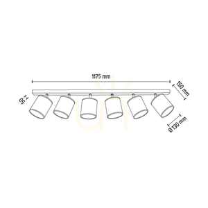 Ora Deckenleuchte, 6xE27, Max. 25 W, schwarz-goldenes Metall/goldener Schirm, 127 cm small 3