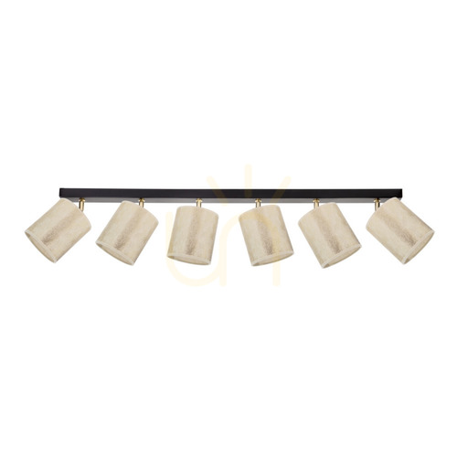 Prüfen Ora Deckenleuchte, 6xE27, Max. 25 W, schwarz-goldenes Metall/goldener Schirm, 127 cm