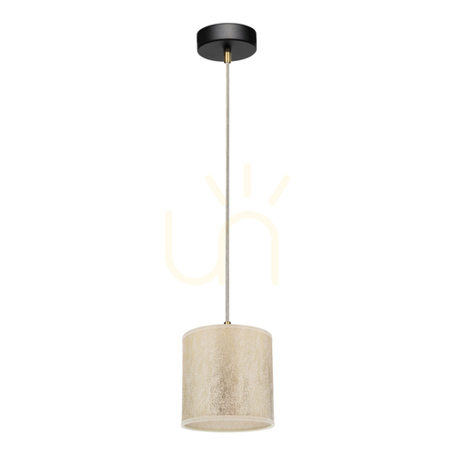 Prüfen Ora Pendelleuchte, 1xE27, Max. 25 W, schwarzes Metall/transparentes PVC-Kabel/goldener Lampenschirm, Ø 15 cm
