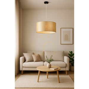 Ora Pendelleuchte, 1xE27, Max. 60 W, schwarzes Metall/transparentes PVC-Kabel/goldener Lampenschirm, Ø 50 cm small 2