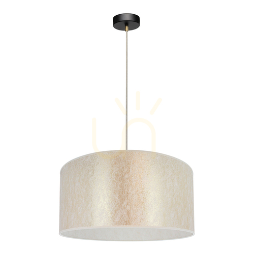 Prüfen Ora Pendelleuchte, 1xE27, Max. 60 W, schwarzes Metall/transparentes PVC-Kabel/goldener Lampenschirm, Ø 50 cm
