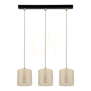 Ora Pendelleuchte, 3xE27, Max. 25 W, schwarzes Metall/transparentes PVC-Kabel/goldener Lampenschirm, 52 cm small 0