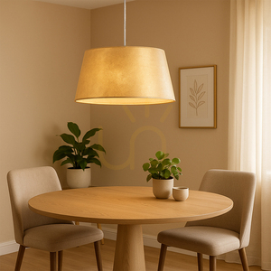 Ora Pendelleuchte, 1xE27, Max. 40 W, schwarzes Metall/transparentes PVC-Kabel/goldener Lampenschirm, Ø 60 cm small 2