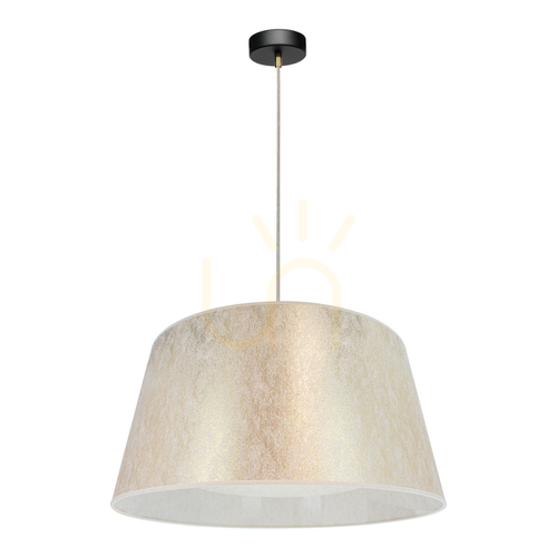 Prüfen Ora Pendelleuchte, 1xE27, Max. 40 W, schwarzes Metall/transparentes PVC-Kabel/goldener Lampenschirm, Ø 60 cm