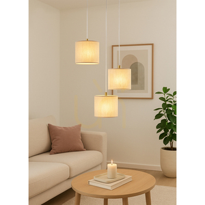 Ora Pendelleuchte, 3xE27, Max. 25 W, schwarzes Metall/transparentes PVC-Kabel/goldener Lampenschirm, Ø 30 cm small 2