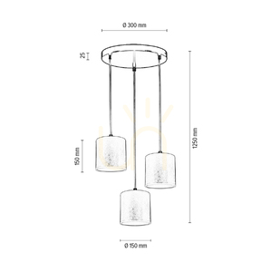 Ora Pendelleuchte, 3xE27, Max. 25 W, schwarzes Metall/transparentes PVC-Kabel/goldener Lampenschirm, Ø 30 cm small 3