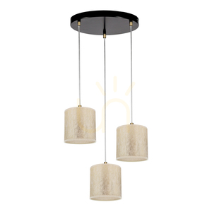 Ora Pendelleuchte, 3xE27, Max. 25 W, schwarzes Metall/transparentes PVC-Kabel/goldener Lampenschirm, Ø 30 cm small 0